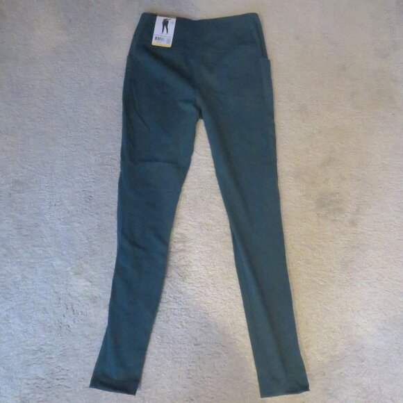 New NWT Mondetta Sz Small High Rise Ribbed Panel Teal Green Performance Leggings - Picture 3 of 16